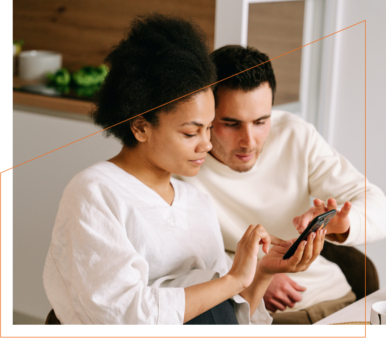 Couple looking at a phone